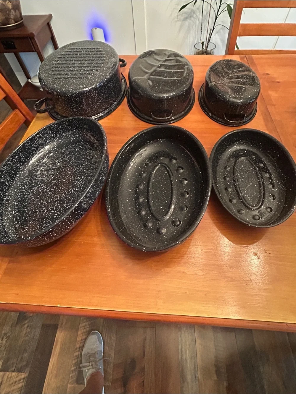 Speckled Black Roaster and Cookware Set - Durable Enamel Roasting Pans